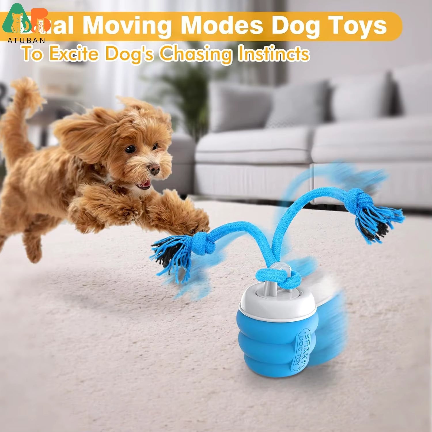 Interactive Dog Toys Ball - Fun Moving Dog Toys to Keep Them Busy , Rechargeable Smart Automatic Dog Ball for Boredom