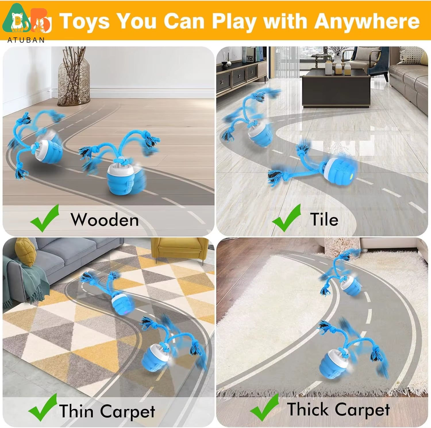 Interactive Dog Toys Ball - Fun Moving Dog Toys to Keep Them Busy , Rechargeable Smart Automatic Dog Ball for Boredom