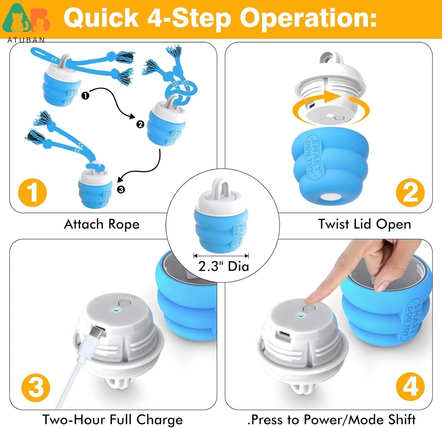 Interactive Dog Toys Ball - Fun Moving Dog Toys to Keep Them Busy , Rechargeable Smart Automatic Dog Ball for Boredom