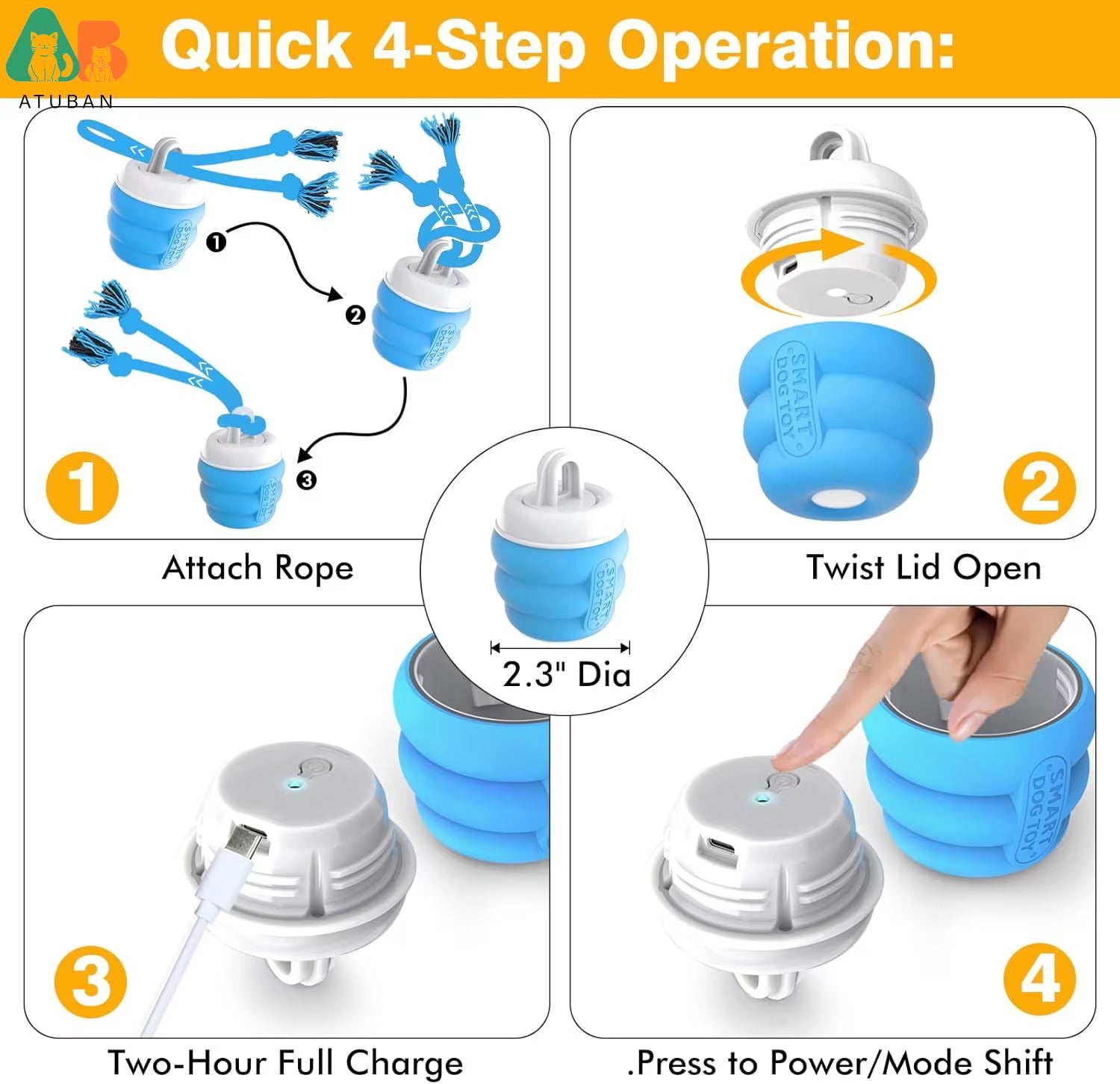 Interactive Dog Toys Ball - Fun Moving Dog Toys to Keep Them Busy , Rechargeable Smart Automatic Dog Ball for Boredom